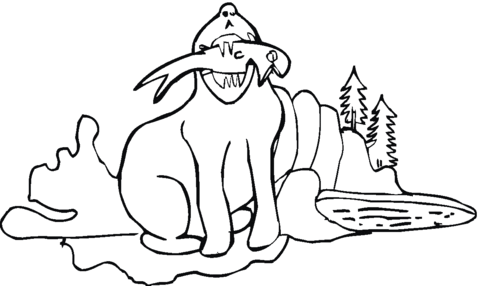 Seal Catches A Fish Coloring Page